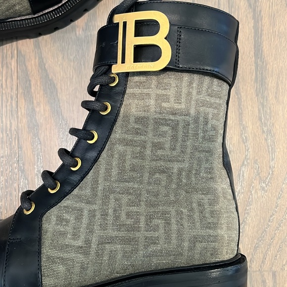 Balmain Ranger Romy Canvas Leather Combat Bootss - Picture 6 of 9
